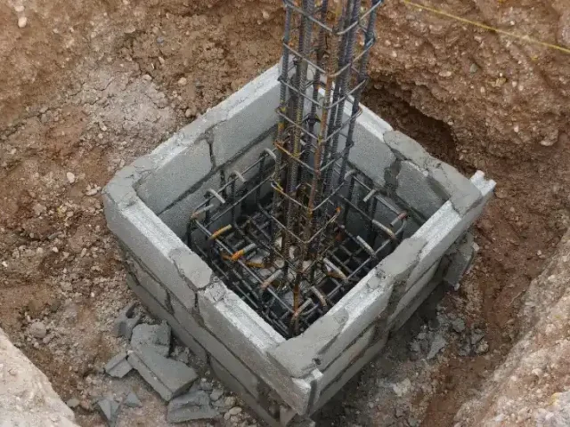 Concrete footing under construction