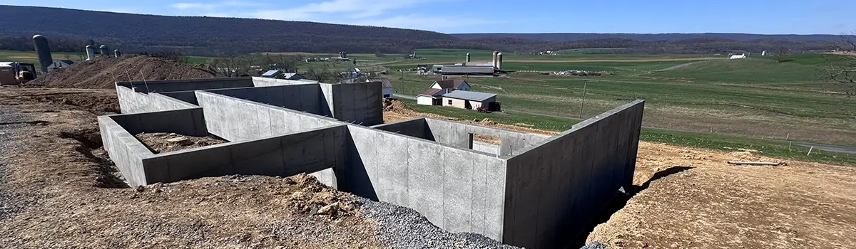 Concrete walls and footings in Pennsylvania valley